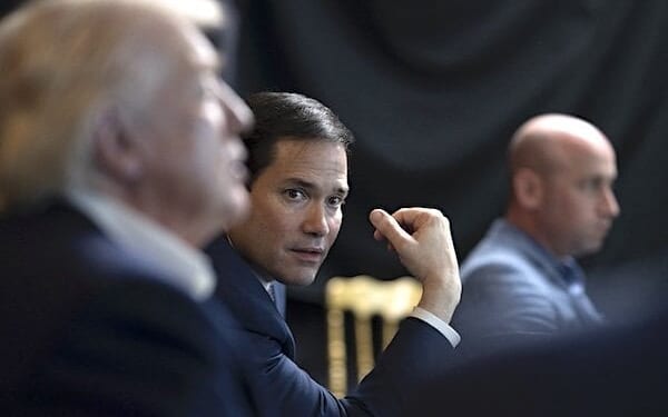 President Donald Trump and Secretary of State Marco Rubio monitor U.S. military operations in Venezuela, from Mar-a-Lago Club in Palm Beach, Florida, on Saturday, Jan. 3, 2026. (Official White House photo by Molly Riley)