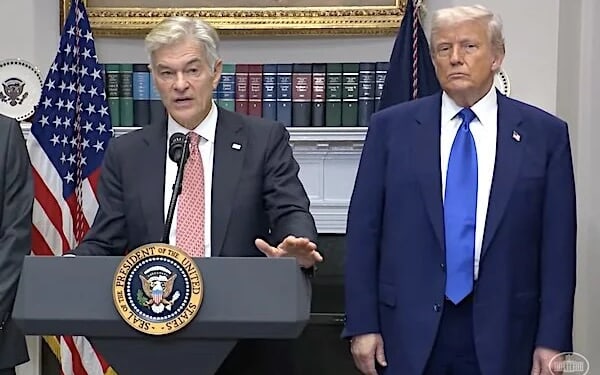 Medicare and Medicaid Administrator Dr. Mehmet Oz joins President Donald Trump at a news conference in the White House on Monday, May 12, 2025 (Video screenshot)