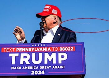 A bullet is caught on camera near President Donald Trump