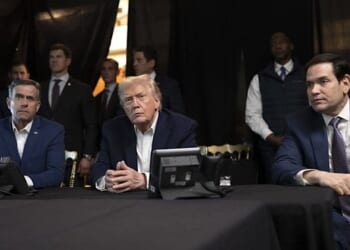 President Donald Trump, CIA Director John Ratcliffe and Secretary of State Marco Rubio monitor U.S. military operations in Venezuela, from Mar-a-Lago Club in Palm Beach, Florida, on Saturday, Jan. 3, 2026. (Official White House photo by Molly Riley)