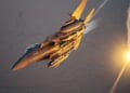 An Air Force F-15E Strike Eagle performs a flare check in the U.S. Central Command area of responsibility, Sunday, March 9, 2025. (U.S. Air Force photo by Senior Airman Zachary Willis)