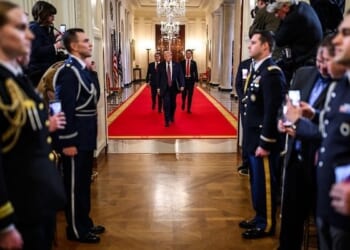 President Donald Trump and members of the 2025 Stanley Cup champion Florida Panthers, Thursday, Jan. 15, 2026, on the West Colonnade of the White House. (Official White House photo by Daniel Torok)