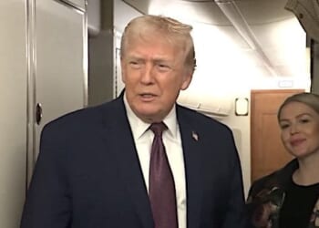 President Donald Trump takes questions from news media aboard Air Force One flying from West Palm Beach, Florida, to Washington, D.C., on Sunday, Jan. 11, 2026 (Video screenshot)