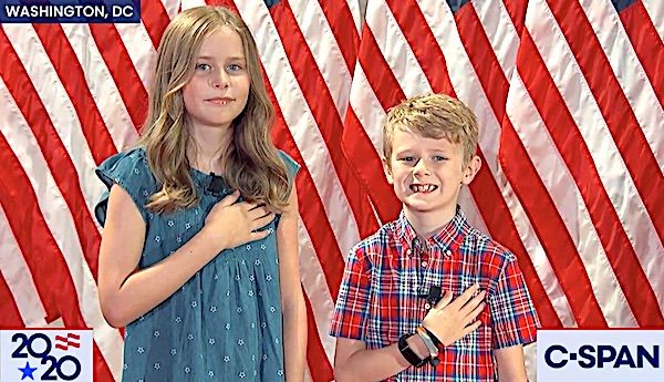 Children recite the Pledge of Allegiance at the Republican National Convention on Thursday, Aug. 27, 2020 (RNC video screenshot)