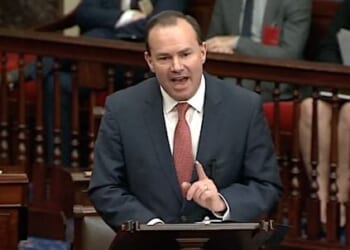 U.S. Sen. Mike Lee, R-Utah, argues on the Senate floor for his amendment to the Respect for Marriage Act on Nov. 29, 2022 (Video screenshot)