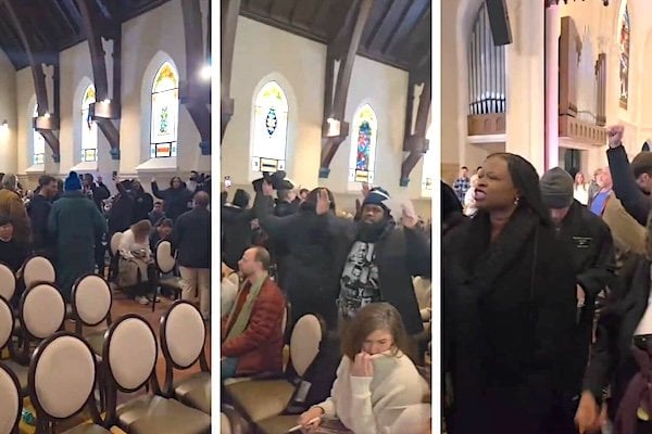 Amti-ICE agitators invade Cities Church in St. Paul, Minnesota, on Sunday, Jan. 18, 2026 (Video screenshots)