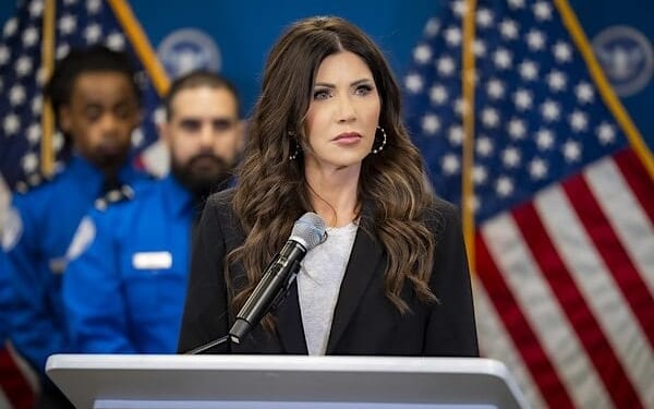 Secretary of Homeland Security Kristi Noem holds a news conference at Miami International Airport in Miami, Florida, Saturday, Jan. 31, 2026. (DHS photo by Tia Dufour)