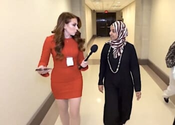 Reporter Alison Steinberg and U.S. Rep. Ilhan Omar, D-Minn.