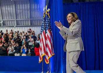 Kamala Harris walks onstage to deliver remarks with Joe Biden on the administration's efforts to lower prescription drug costs for Americans, Thursday, Aug. 15, 2024, in Largo, Maryland. (Official White House photo by Lawrence Jackson)