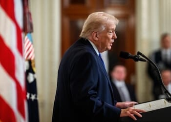 President Donald Trump attends the National Governors Association breakfast in the State Dining Room, Friday, Feb. 20, 2026. (Official White House photo by Daniel Torok)