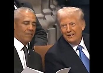 Barack Obama and Donald Trump at Jimmy Carter's funeral on Thursday, Jan. 9, 2025 (Video screenshot)