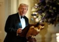President Donald Trump delivers remarks at a dinner for the nation's governors, Saturday, Feb. 21, 2026, in the East Room of the White House. (Official White House photo by Daniel Torok)