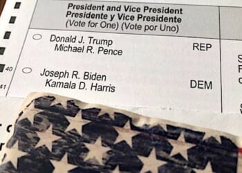 A 2020 presidential ballot featuring President Donald J. Trump against Joe Biden (Photo by Joe Kovacs)