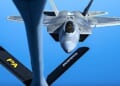 A Pennsylvania Air National Guard KC-135 Stratotanker provides fuel for an F-22 Raptor from Joint Base Langley–Eustis, Virginia, Wednesday, April 2, 2025. (U.S. Air National Guard photo by Master Sgt. George Perkins)