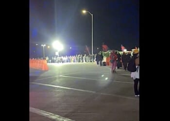 Long lines for air travelers at Austin, Texas, on Friday, March 13, 2026, due to lack of TSA funding (Video screenshot)