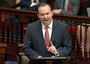 U.S. Sen. Mike Lee, R-Utah, argues on the Senate floor for his amendment to the Respect for Marriage Act on Nov. 29, 2022 (Video screenshot)
