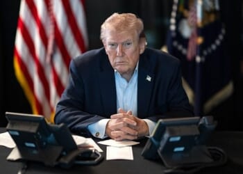 President Donald J. Trump oversees Operation Epic Fury at Mar-a-Lago, in Palm Beach, Florida, Sunday, March 1, 2026. (Official White House photo by Daniel Torok)