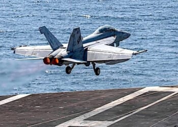 A U.S. fighter jet takes part in Operation Epic Fury targeting Iran's nuclear weapons capabilities on Saturday, Feb. 28, 2026 (Official U.S. Central Command photo)