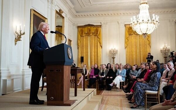 President Donald J. Trump delivers remarks at an event celebrating Women's History Month and National Working Mom's Day, Thursday, March 12, 2026, in the East Room of the White House. (Official White House photo by Andrea Hanks)