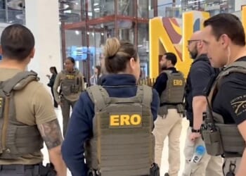 ICE agents assist TSA at Newark International Airport on Monday, March 23, 2026