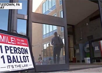 A voting precinct in Doylestown, Pennsylvania, the county seat of Bucks County (Video screenshot)