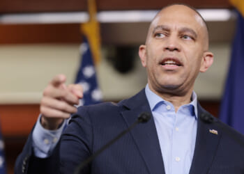 House Minority Leader Jeffries speaks to reporters in the capitol.