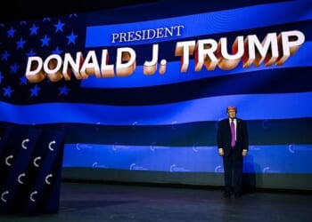 President Donald J. Trump arrives on stage to deliver remarks at a Turning Point USA event at Dream City Church in Phoenix, Arizona, on Friday, April 17, 2026. (Official White House photo by Daniel Torok)