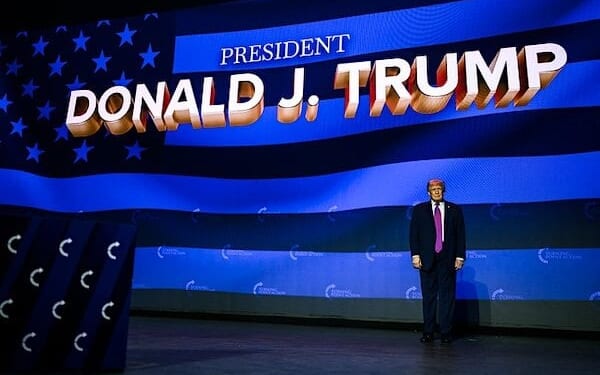 President Donald J. Trump arrives on stage to deliver remarks at a Turning Point USA event at Dream City Church in Phoenix, Arizona, on Friday, April 17, 2026. (Official White House photo by Daniel Torok)