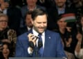 Vice President JD Vance speaks on the phone with President Donald Trump while campaigning for Prime Minister Viktor Orban in Hungary on Tuesday, April 7, 2026 (Video screenshot)