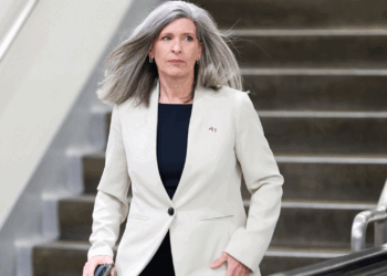 Sen. Joni Ernst (R-Iowa) walks through the Senate Subway in the U.S. Capitol Building during a procedural vote on March 20, 2026 in Washington, DC. The U.S. Senate will remain in Washington this week to continue working towards passing legislation to fund the Department of Homeland Security and pass the SAVE Act. (Photo by Anna Moneymaker/Getty Images)