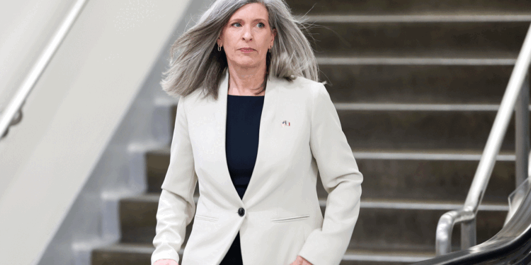 Sen. Joni Ernst (R-Iowa) walks through the Senate Subway in the U.S. Capitol Building during a procedural vote on March 20, 2026 in Washington, DC. The U.S. Senate will remain in Washington this week to continue working towards passing legislation to fund the Department of Homeland Security and pass the SAVE Act. (Photo by Anna Moneymaker/Getty Images)