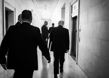 President Donald J. Trump departs the Supreme Court after attending oral arguments in the landmark birthright citizenship case, Wednesday, April 1, 2026. (Official White House photo by Daniel Torok)