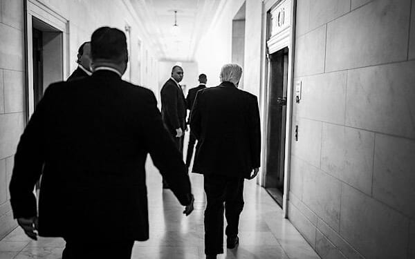 President Donald J. Trump departs the Supreme Court after attending oral arguments in the landmark birthright citizenship case, Wednesday, April 1, 2026. (Official White House photo by Daniel Torok)