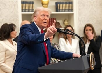 President Donald Trump answers questions from members of the media after the swearing-in ceremony for the Interim U.S. Attorney for the District of Columbia Jeanine Pirro, Wednesday, May 28, 2025, in the Oval Office. (Official White House photo by Joyce N. Boghosian)