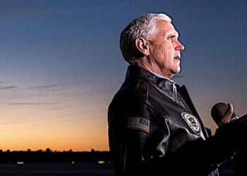 Vice President Mike Pence participates in local interviews with WAVY-TV/NBC Wednesday, Feb. 19, 2020, at Naval Station Oceana in Virginia Beach, Virginia. (Official White House photo by D. Myles Cullen)