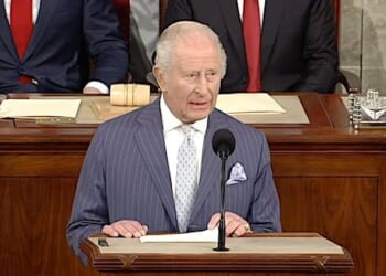 Britain's King Charles addresses a joint session of Congress on Tuesday, April 28, 2026