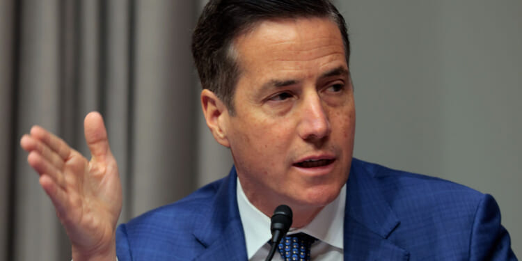 Sen. Bernie Moreno, R-Ohio, gestures while speaking during a hearing.