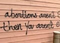 A pro-life group was attacked Sunday, May 9, 2022, in Madison, Wisconsin, with a message reading, 'If abortions aren't safe then you aren't either.' (Video screenshot)