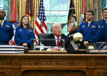 President Trump honors Artemis II astronauts in the Oval Office.