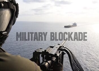 U.S. military enforces a military blockade in the Strait of Hormuz on Monday, April 20, 2026 (U.S. Cemtral Command)