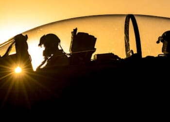 Airmen prepare an F-15E Strike Eagle for takeoff in Southwest Asia, Dec. 24, 2019. (U.S. Air Force photo by Senior Master Sgt. Ralph Branson)