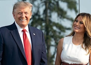 President Donald J. Trump and First Lady Melania Trump attend the 2020 Salute to America event Saturday, July 4, 2020, on the South Lawn of the White House. (Official White House photo by Andrea Hanks)