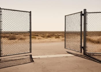 Detention gate Texas landscape