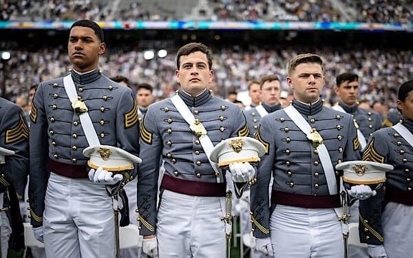 President Donald Trump delivers remarks at the 2025 U.S. Military Academy commencement at Michie Stadium, Saturday, May 24, 2025, in West Point, New York. (Official White House photo by Daniel Torok)