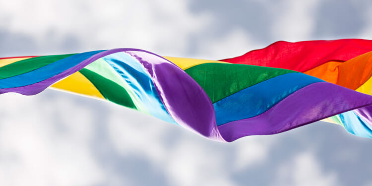 a pride flag in the wind