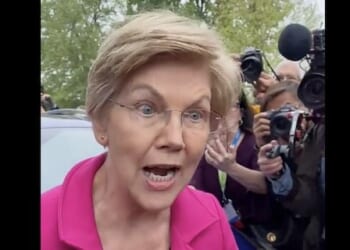 Sen. Elizabeth Warren, D-Mass., reacts to the news that the Supreme Court is prepared to overturn Roe v. Wade. (Video screenshot)