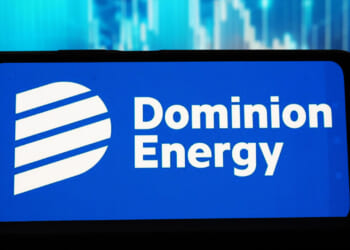 White on blue graphic of Dominion Energy