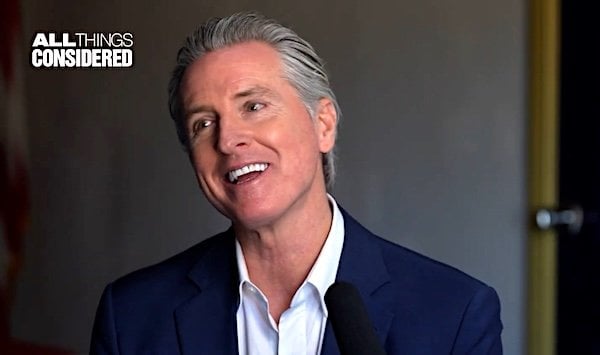 Gov. Gavin Newsom, D-Calif. (NPR video screenshot)