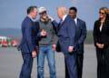 President Donald Trump greeting Burt Jones at Russell Regional Airport on February 19, 2026 in Rome, Georgia.