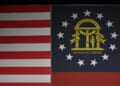 A photo of the Georgia state flag.